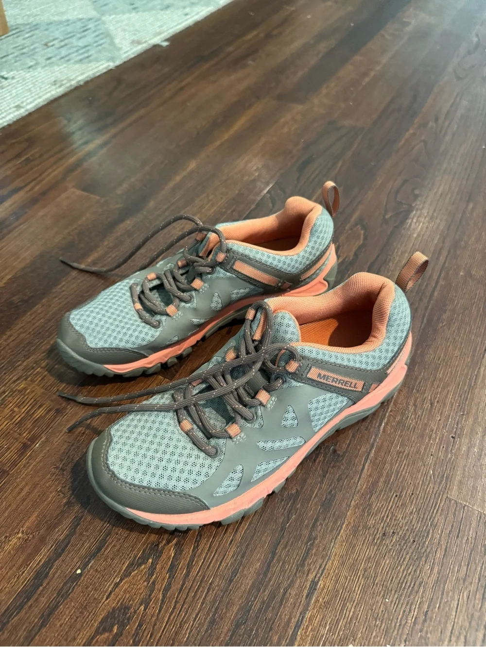 Merrell Women’s Athletic Trail Shoes in Olive and Coral